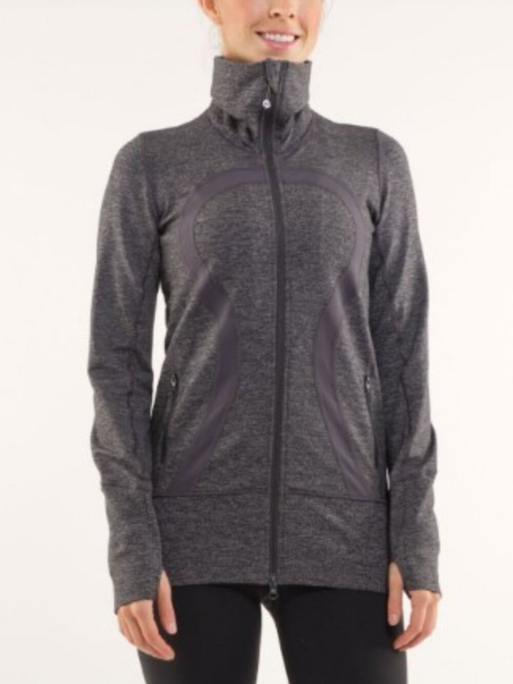 Lululemon In Stride heathered zip up jacket grey women's size 6